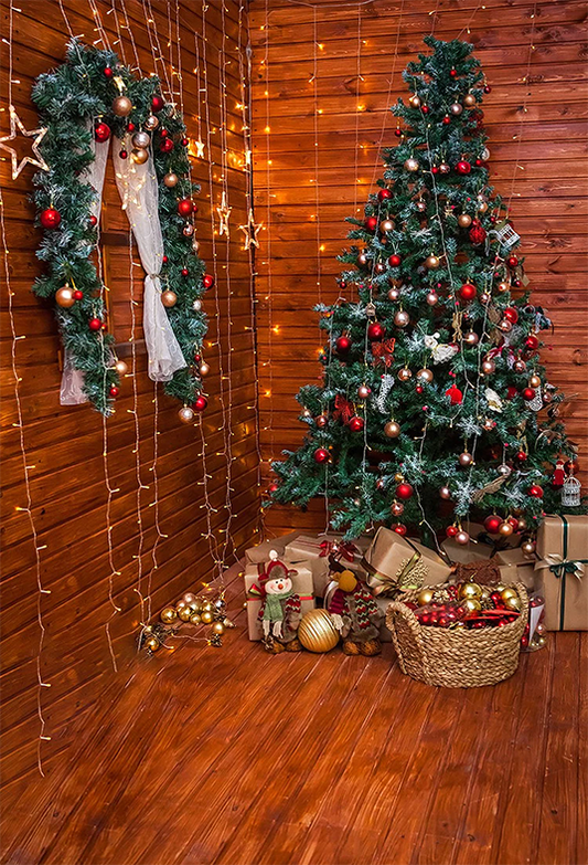 Toile de fond de décoré d'arbre de Noël vert pour la photographie SBH0288