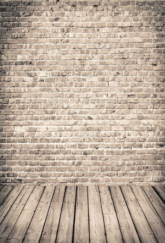Toile de fond de vieux mur de briques de plancher en bois photographique