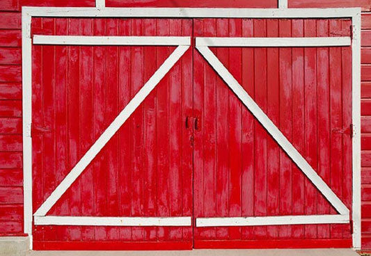 Toile de fond décors de porte en bois rouge symétrique pour la photographie de fête