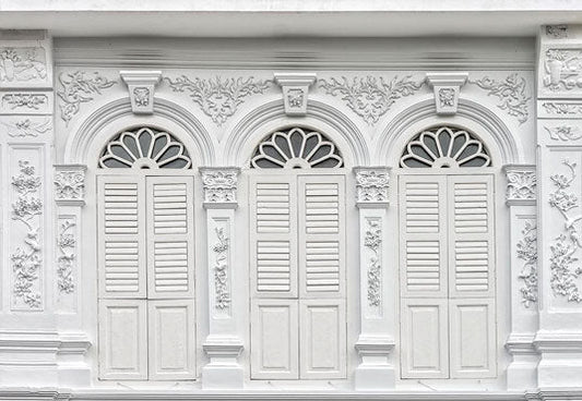 Toile de fond décors de mur d'art de porte blanche sculptée pour la mariage