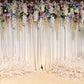 Toile de fond de rideau de cérémonie de mariage blanc décors de photographie florale