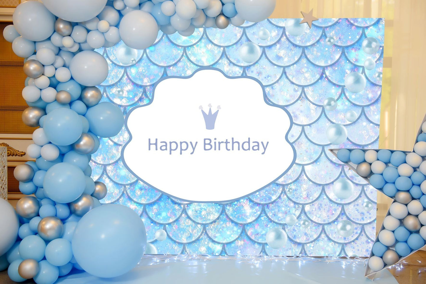 Toile de fond de photographie bleu sirène pour la fête d'anniversaire
