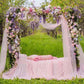 Toile de fond de rideau de dentelle rose romantique de fleurs colorées pour la photographie de cérémonie de mariage