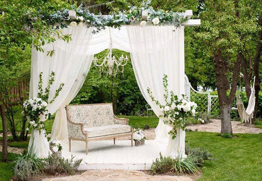Toile de fond verte de rideau coulant blanc pour la photographie de fête de cérémonie de mariage