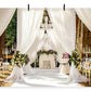 Toile de fond de rideau blanc de fleurs jaunes pour la photographie de cérémonie de mariage romantique