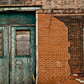 Toile de fond de grunge de mur de briques de porte verte pour la photographie SBH0222