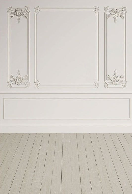 Toile de fond de sol en bois de mur blanc de mariage pour le studio