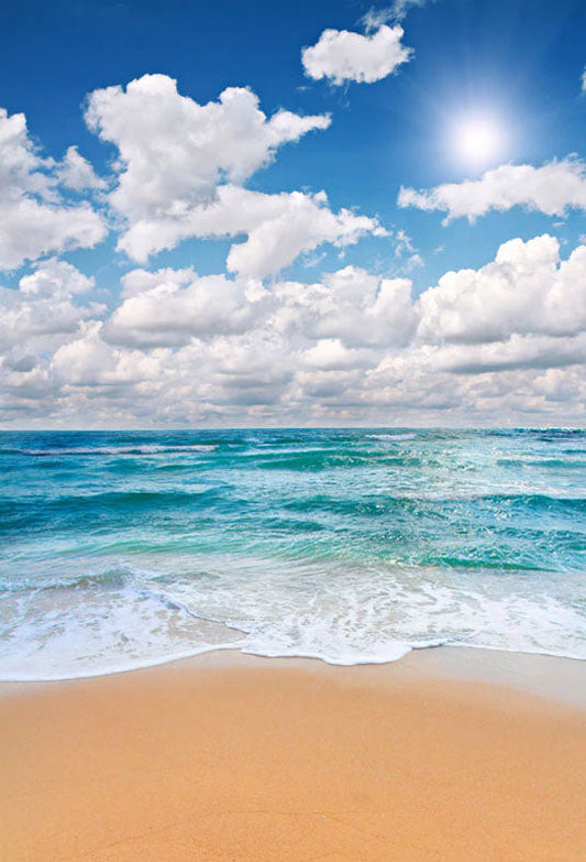 Toile de fond de mer plage numérique océan fond ciel nuages pour la photographie S-576