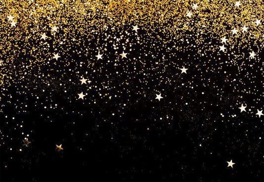 Toile de fond de fête de paillettes d'étoiles de bokeh brillantes d'or noir pour l'anniversaire