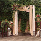 Toile de fond de rideau de dentelle blanche de mariage feuilles vertes pour la photographie de cérémonie de mariage