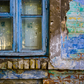 Toile de fond de photographie de fenêtre en bois rustique patiné bleu SBH0182