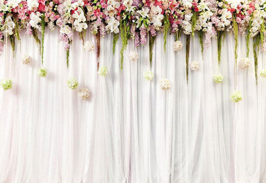 Toile de fond de rideau beige anniversaire pour la photographie de mariage de fête de mariée
