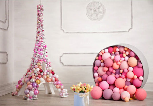 Toile de fond de ballon rose Paris anniversaire bébé photographie décors