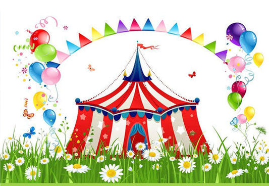 Toile de fond d'anniversaire de ballon de carnaval de cirque de printemps