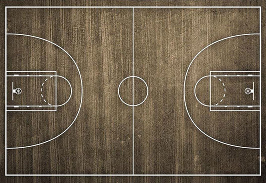 Toile de fond de plancher en bois motif de terrain de basket-ball fond de photographie