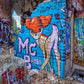 Toile de fond de mur cassé de cerf graffiti pour la photographie SBH0181