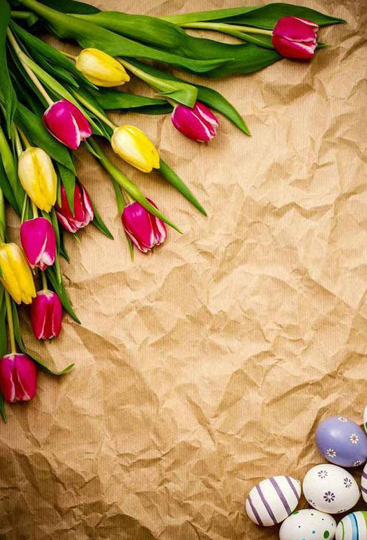 Toile de fond d'oeufs de Pâques décoration florale pour la photographie