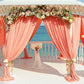 Toile de fond de décoration florale belle de pavillon de rideau orange pour la photographie de cérémonie de mariage de bord de mer