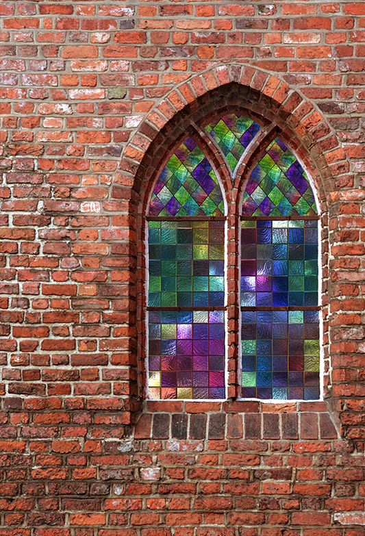 Toile de fond de mur de briques d'église de vitrail en verre de photographie SBH0183