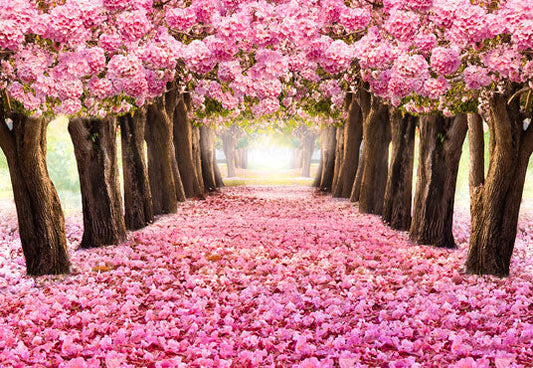Toile de fond décors de mariage de forêt de fleurs roses pour la Saint-Valentin