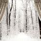 Toile de fond de photographie de forêt d'hiver de fenêtre pour Noël