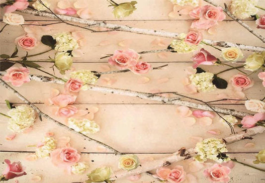 Toile de fond décors nouveau-né fond de branches de mur en bois rose rose