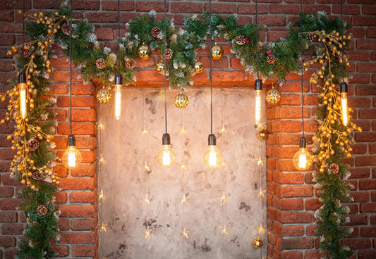 Toile de fond décors de mariage lumineux de lumière de mur de brique rouge pour la photographie