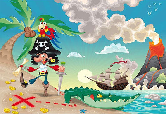 Toile de fond de dessin animé pirates des Caraïbes pour bébé photographie