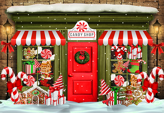 Toile de fond de magasin de biscuits décoré de bonbons de Noël de photographie SBH0268