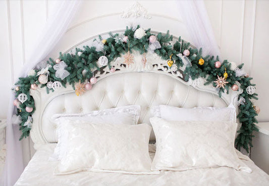 Toile de fond décors de photographie de tête de lit de Noël