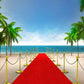 Toile de fond de tapis rouge tropical d'été décors de ciel bleu