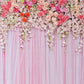 Toile de fond de rideau de rose de mur de fleurs suspendues roses pour la photographie de noce