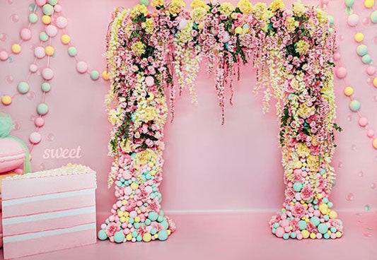 Toile de fond de décors ation de fleurs roses de photographie fond de fête de mariage