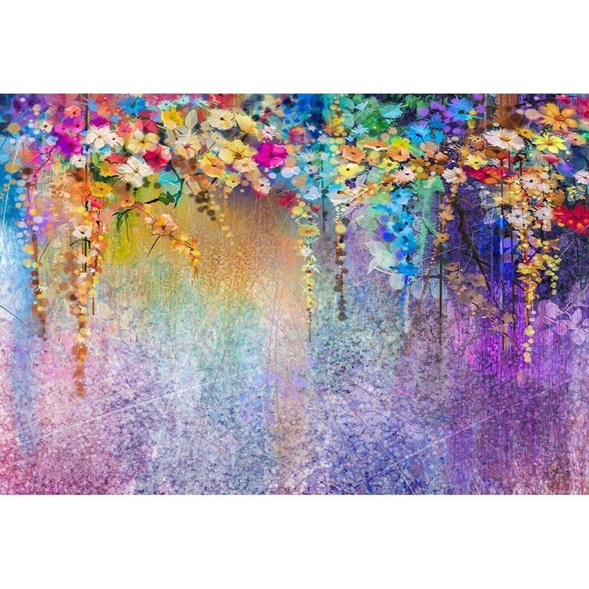 Toile de fond de fleur voyante fleurs colorées aquarelle mur photographie fond