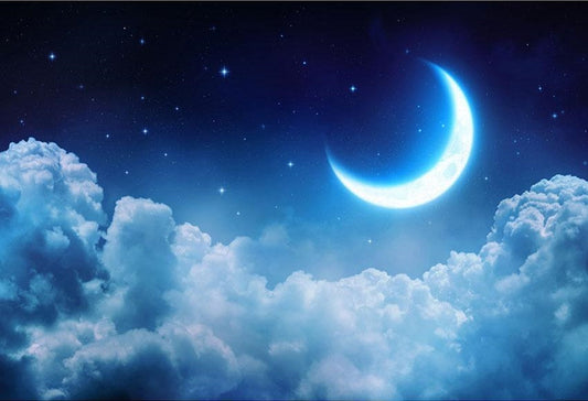 Toile de fond bleue de nuages de lune brillante de photographie