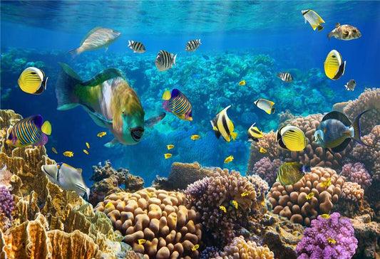 Toile de fond de poissons tropicaux sous-marine corail pour la photographie de bébé