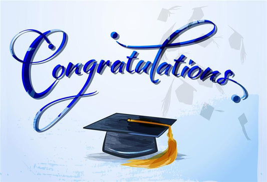 Toile de fond bleu félicitations bachelor cap graduation pour les étudiants