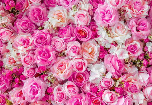 Toile de fond de mur de fleurs roses roses pour la mariage
