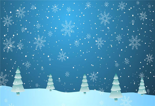 Toile de fond de décors de photographie de flocon de neige de ciel bleu