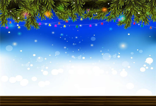 Toile de fond décors de photographie de ciel bleu arbre de Noël
