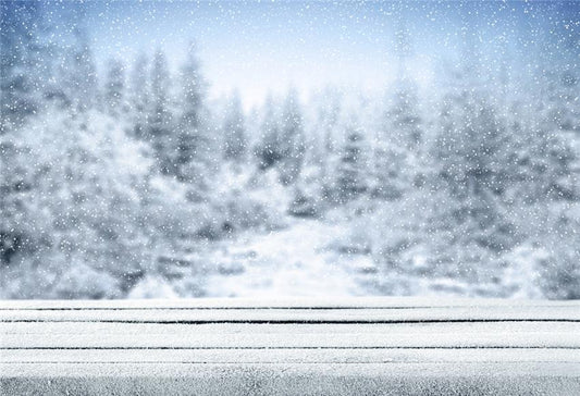 Toile de fond décors de photo de plancher de bois de neige d'hiver pour la photographie