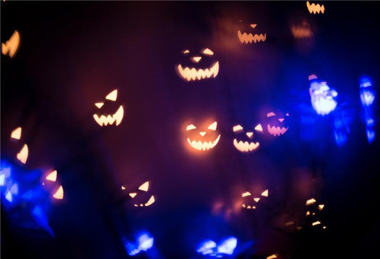 Toile de fond décors de photo d'Halloween de lumière de citrouille