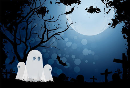 Toile de fond décors de fantômes d'Halloween de lune lumineuse