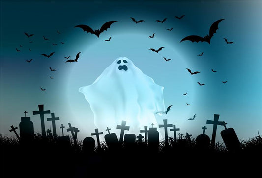 Toile de fond de photographie d'Halloween de chauves-souris fantômes