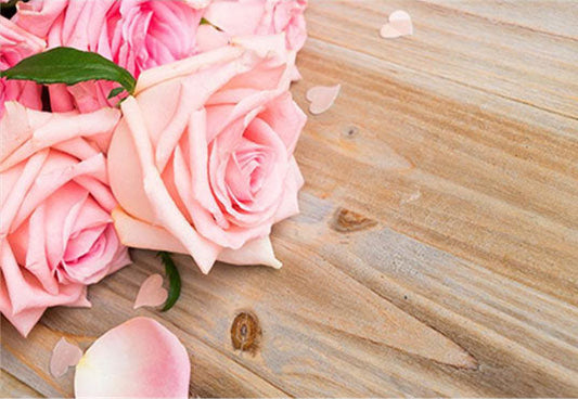 Toile de fond de fleurs d'oeillets roses sur fond de plancher en bois pour la photographie de la fête des mères