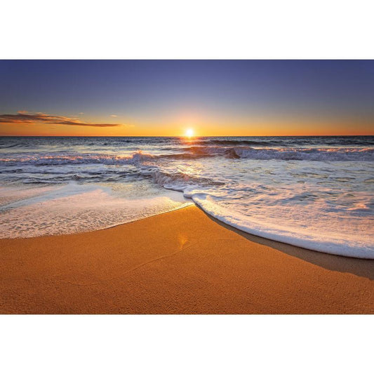 Toile de fond de bord de mer coucher de soleil or sable plage océan pour la photographie de vacances