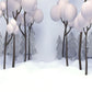 Toile de fond de photo d'arbre d'hiver de neige de dessin animé