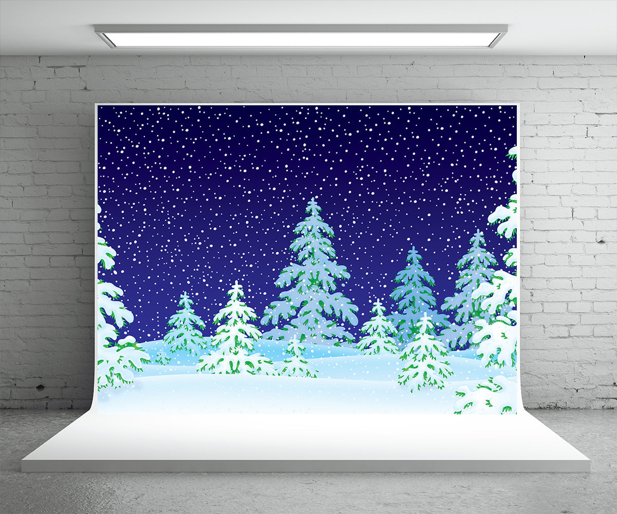 Toile de fond de photographie d'hiver de style dessin animé neige