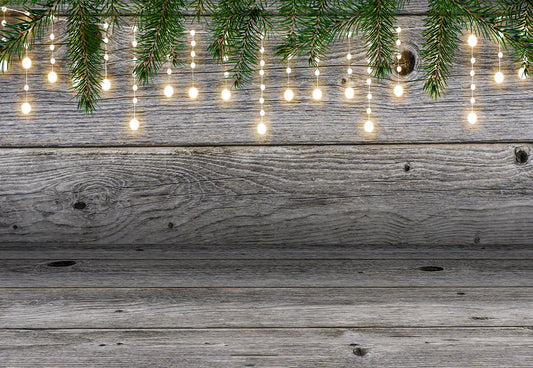 Toile de fond de Noël de mur en bois de branche de pin d'étoile légère