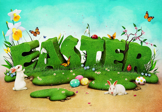 Toile de fond de printemps Pâques dessin animé lapin photographie